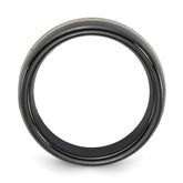 Men's Black Ceramic Wedding Band with Carbon Fiber Inlay and Polished Finish
